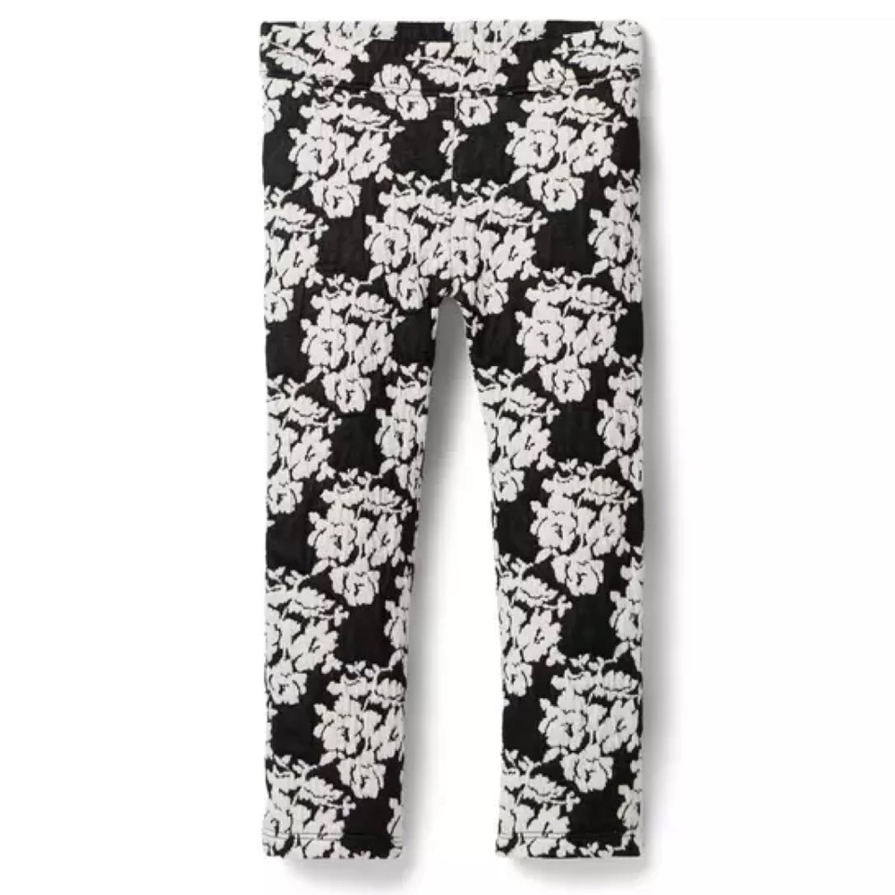 NWT - Janie and Jack - Black and White Floral Jacquard Pant - Size 6